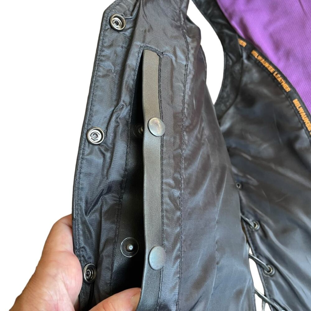 Milwaukee Leather Women's Vest Stud and Wings Size S Black Purple Moto NWT Biker - Picture 11 of 14
